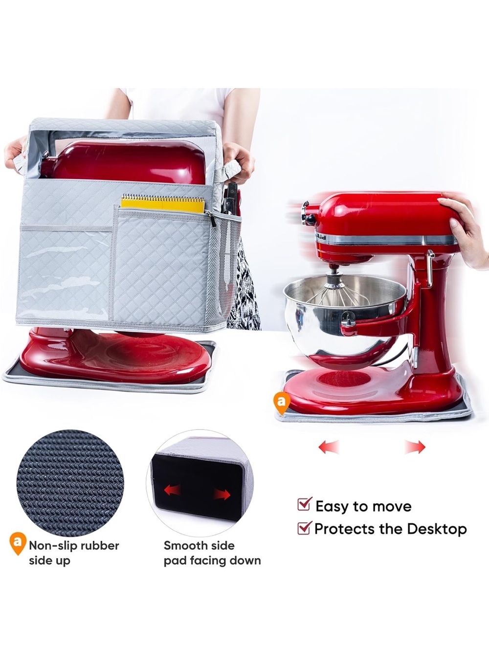 Gray Non-Slip Stand Mixer Mat Pad - Protective Kitchen Base